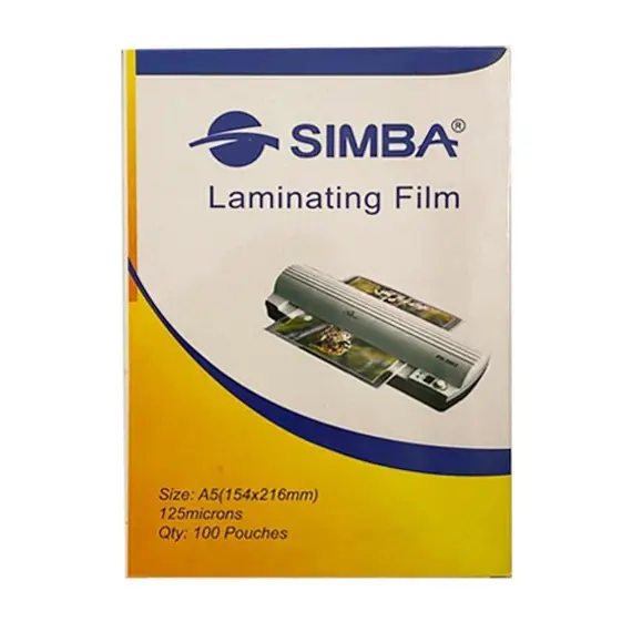 SIMBA Laminating Film 125 Micron A5 (154 X 216 mm) 100 PC/Pack