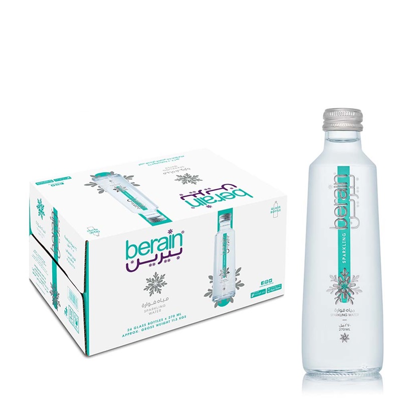 BERAIN Sparkling Water 270 ml (24 Glass Bottles)