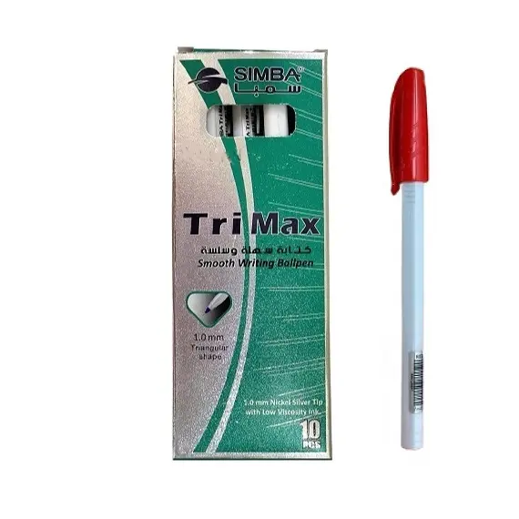 Pen, SIMBA, Ballpoint, Triangle Shape, 1 mm, Red, 10 PC/Pack 