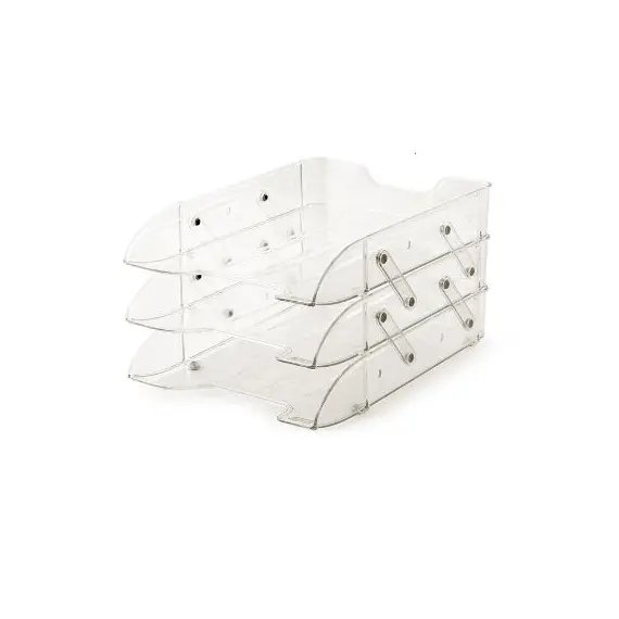 Desk Organizer, MAS, Desk Tray , 3 Tries, Plastic, Clear 