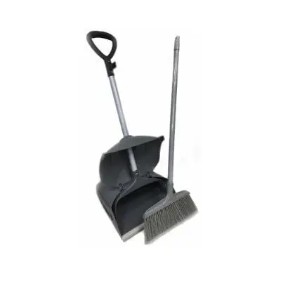 Cleaner Dustpan with Lid and Brush Gray 