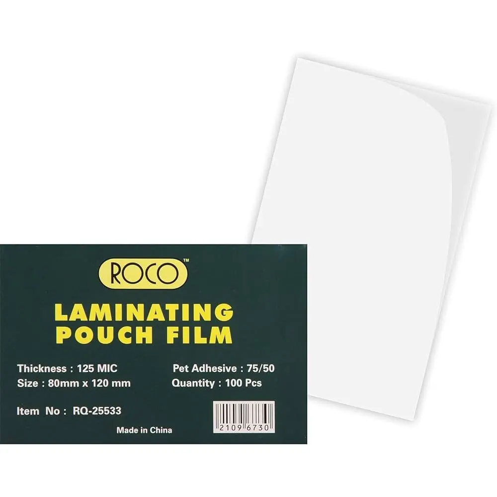 ROCO Thermal Laminating Films 125 Micron (80 × 120 mm) Clear 100 PC/Pack