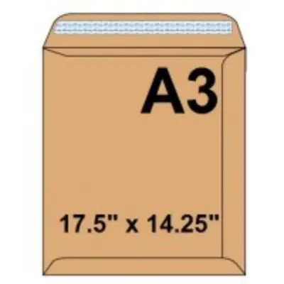 [292102646] Envelope, SIMBA, Brown Envelope Pocket, 120 GSM, A3, 17.5" x 14.5" (420 X 297 mm), 25 PC/Pack