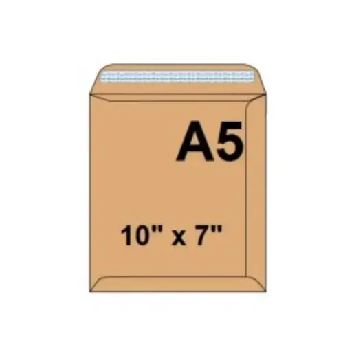 [292098642] Envelope, SIMBA, Brown Envelope Pcoket, 120 GSM, A5, 10" x 7" (250 X 176 mm), 25 PC/Pack