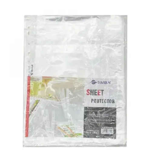[151240528] Documents Covers, SIMBA, Punched Sheet Pockets, 20 Micron, A4, Transparent, 100 PC/Pack
