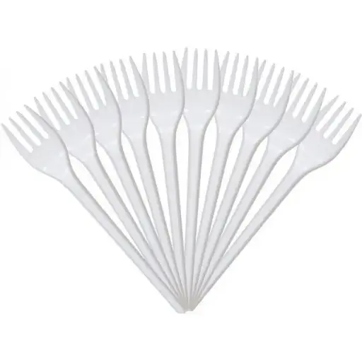 [fork-b3711] شوكة بلاستيكية ابيض كبيرة (1000 شوكة)