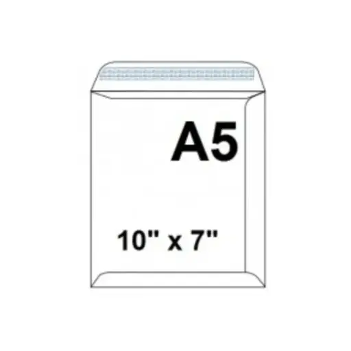 [292103637] Envelope, SIMBA, White Envelope Pocket, 120 GSM, A5, 10" x 7" (250 X 176 mm), 25 PC/Pack