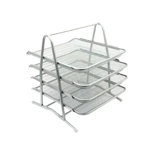 [322461] Desk Office Tray Steel 4 tries Sliver 