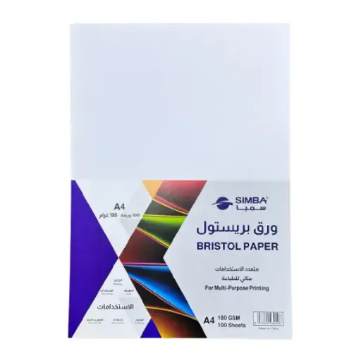 [281425] SIMBA Multi-Use Paper Bristol 180gsm A4 White (100 Sheets) 