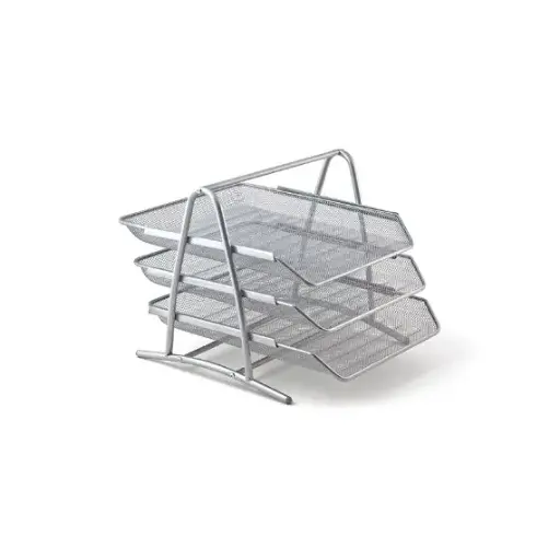 [322459] Desk Organizer, SIMBA , Desk Office Tray , 3 tries, Steel, Silver