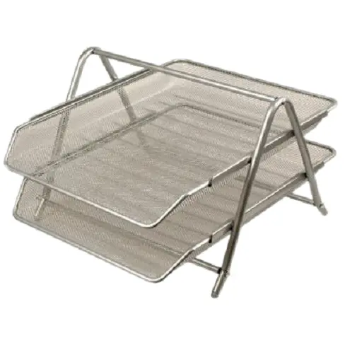 [322293877] Desk Organizer, SIMBA, Desk Office Tray , 2 tries, Steel, Silver 