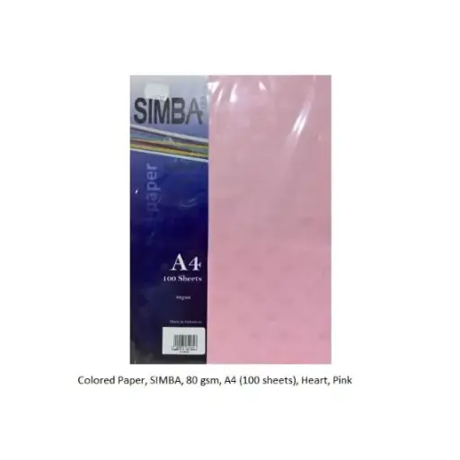 [283276560] Colored Paper, SIMBA, 80 gsm, A4 (100 sheets), Heart, Pink 
