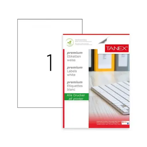 [1232411245] Labels, Tanex, No:TW-2000, A4 (100 Sheets), 100 Etiketten/Labels, (210x297.4mm) 