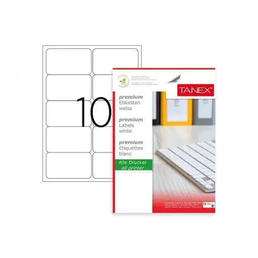 [1232463271] Labels, TANEX, Multi-purpose Labels, 10 Labels/Sheet, 105 x 57 mm, white 