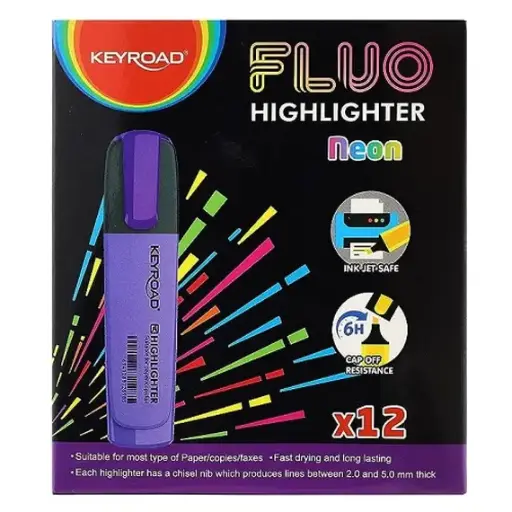 [19158] Highlighter Marker, KEYROAD, 1 - 5 mm, Chisel Tip, Purple Box 