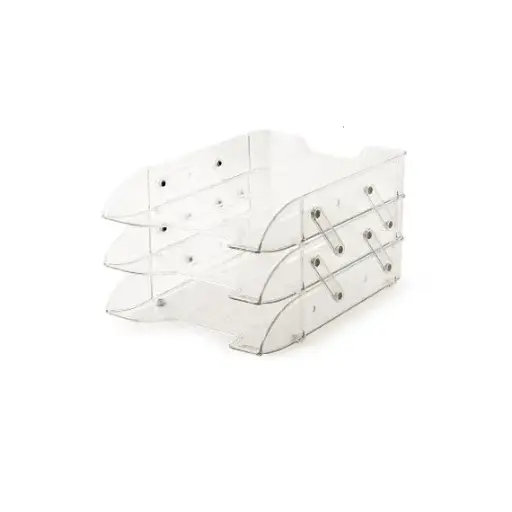 [3222042558] Desk Organizer, MAS, Desk Tray , 3 Tries, Plastic, Clear 