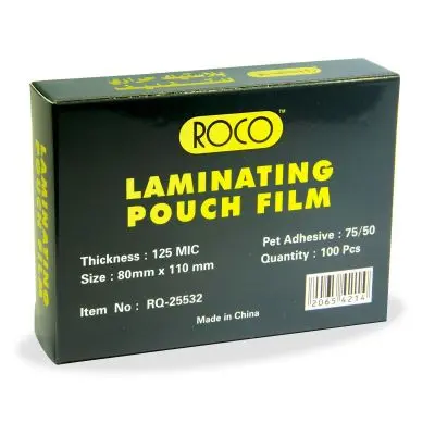 [255322133] ROCO Thermal Laminating Films 125 Micron (80 × 110 mm) Clear 100 PC/Pack