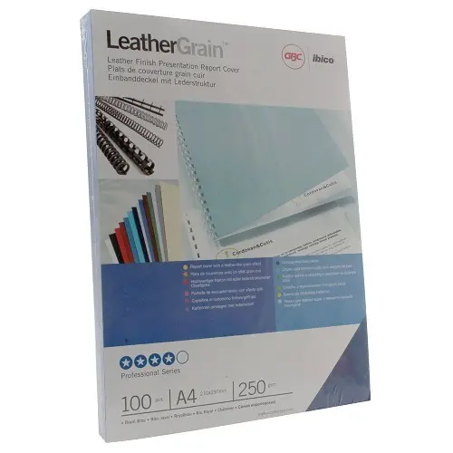 [AR91483-red3645] GBC Leather Grain Binding Covers 250gsm Red (Pack of 100)